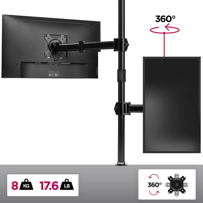 Zoomgoods Single Monitor Stand DMT251X3 Monitor Arm Desk Mount for 13-32” PC Screens Adjustable Tilt Monitor Mount with 100cm Pole Gaming Monitor with VESA 75 100 Monitor Riser for Home Office Work Desk