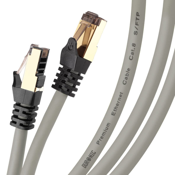 Zoomgoods Ethernet Cable 15M High Speed CAT 8 Patch Network Shielded Lead 2GHz / 2000MHz / 40 Gigabit, CAT8 SFTP Wire, Snagless RJ45 Super-Fast Data - Grey