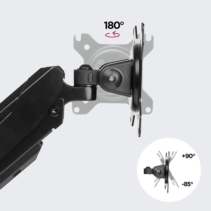 Zoomgoods Monitor Arm Stand DMG52 | Double PC Desk Mount | Gas Powered | Height Adjustable | For Two 15-27 Inch LED LCD Screens | VESA 75/100 | 8kg Capacity | Tilt -90°/+85°, Swivel 180°, Rotate 360°