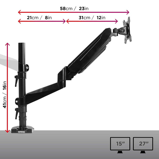 Zoomgoods Monitor Arm Stand DMG52 | Double PC Desk Mount | Gas Powered | Height Adjustable | For Two 15-27 Inch LED LCD Screens | VESA 75/100 | 8kg Capacity | Tilt -90°/+85°, Swivel 180°, Rotate 360°