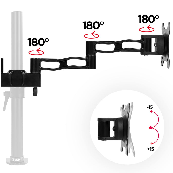 Zoomgoods Dual Spare Arm Set DM35P2 | Two DM35 Arms with VESA Heads | Dual Joint Screen Arms | Compatible with All Zoomgoods Monitor Desk Mounts & Poles | BLACK | Aluminium | Part of the DM35 Range