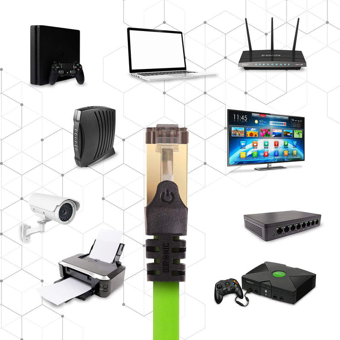 Zoomgoods Ethernet Cable 0.5M High Speed CAT 8 Patch Network Shielded Lead 2GHz / 2000MHz / 40 Gigabit, CAT8 SFTP Wire, Snagless RJ45 Super-Fast Data - Black