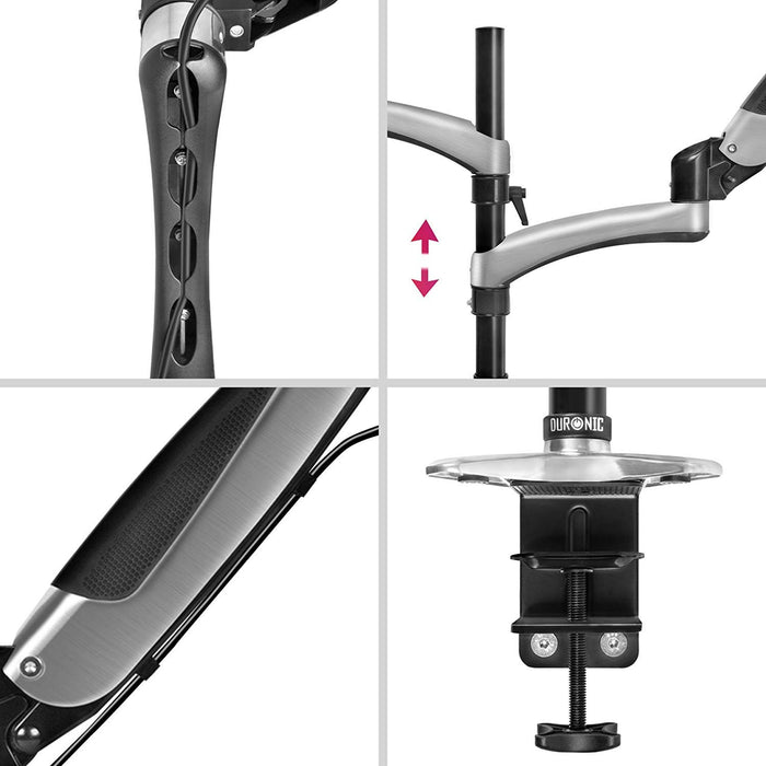 Zoomgoods Desk Mount DM65L1X1 | Dual Gas-Powered Monitor Stand for 15-27 Inch LCD/LED PC/TV Screen and Laptop | Twin Arms | Adjustable Support | VESA 75/100 Bracket | Tilt 15-27-90°/+85°,Swivel 180°,Rotate 360°