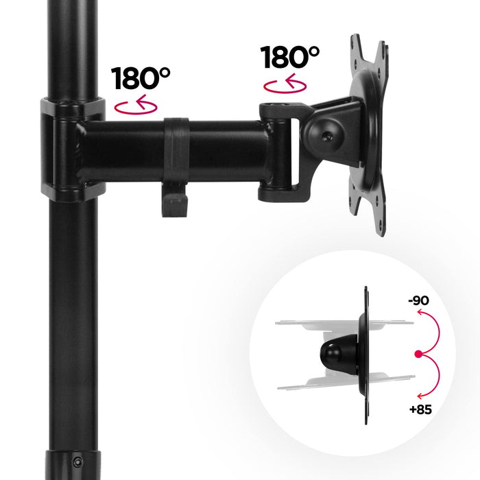 Zoomgoods Single Monitor Arm DMT251X2 Height Adjustable PC Monitor Stand with 100cm Pole C Clamp Monitor Riser for 13-27” Screens Desk Mount with VESA 75/100 with 8kg Capacity for Home Office Work