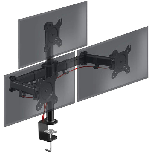 Zoomgoods Computer Monitor Arms DM253 Adjustable Triple Monitor Stand Riser Clamp for 13-27” PC screens Monitor Desk Mounts with VESA 75/100 Triple Monitor Mount with 8kg Capacity Stand for Home Office