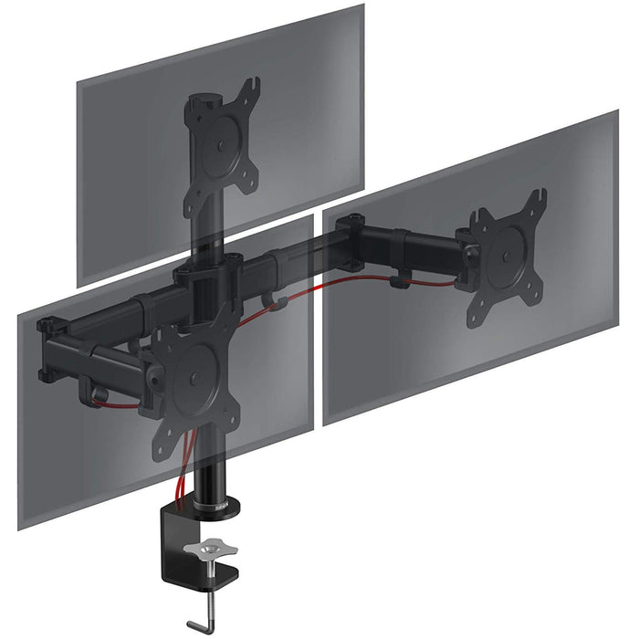 Zoomgoods Computer Monitor Arms DM253 Adjustable Triple Monitor Stand Riser Clamp for 13-27” PC screens Monitor Desk Mounts with VESA 75/100 Triple Monitor Mount with 8kg Capacity Stand for Home Office