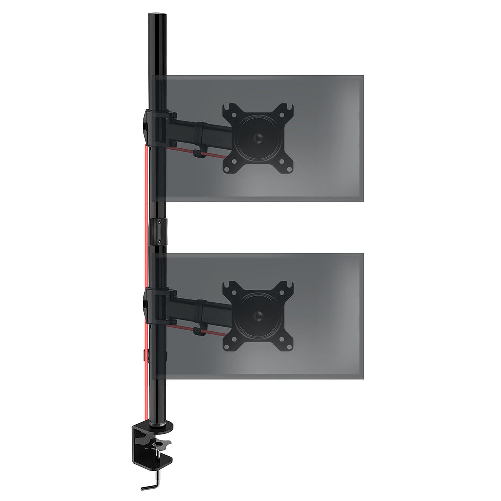Zoomgoods Dual Monitor Arms DMT252VX1 Height Adjustable PC Monitor Stand with 100cm Pole C Clamp Monitor Risers for 13-27” Screens Desk Mounts with 8kg Capacity and VESA 75/100 for Home Office Work
