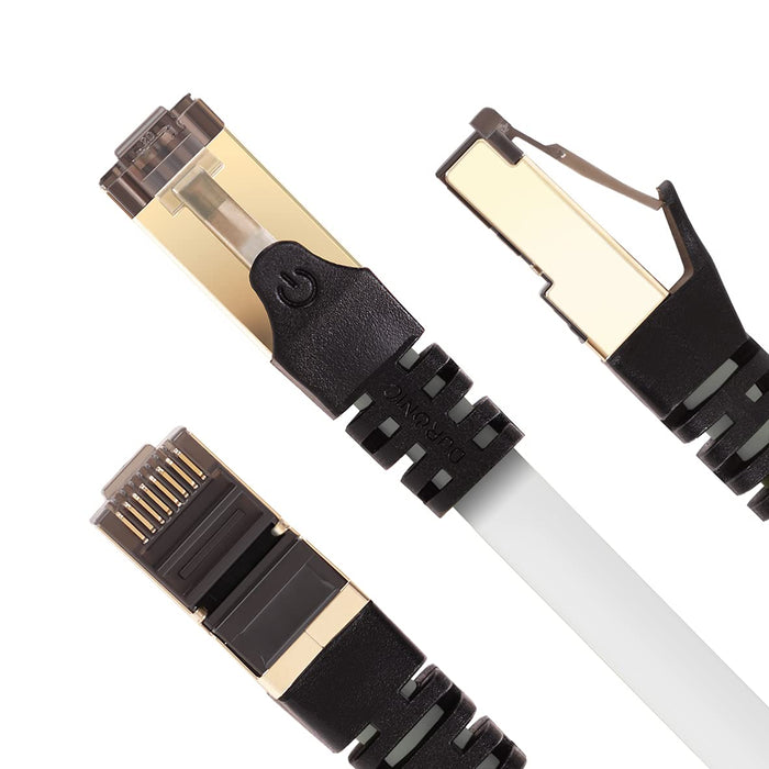 Zoomgoods Ethernet Cable 10M High Speed CAT 8 Patch Network Shielded Lead 2GHz / 2000MHz / 40 Gigabit, CAT8 SFTP Wire, Snagless RJ45 Super-Fast Data - White