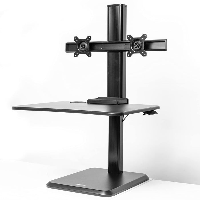 Zoomgoods Sit-Stand Desk DM05D15 | Height Adjustable Office Workstation | 65x35cm Platform | Raises 7-44cm | Riser for PC Computer Screen and Keyboard | Ergonomic Desktop Converter with 2x Screen Mounts