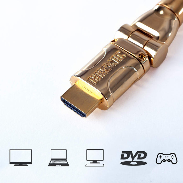 Zoomgoods HDMI Cable HDC01 /3, 3 Metre, WHITE, 1080p High Speed HDMI 1.4 & Ethernet Lead, 24K Gold Plated Swivel Connectors, Good for PS4, PS3, Xbox, Nintendo, Sky+ HD, Virgin, TV, DVD, BluRay