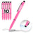 Zoomgoods Stylus Pens IS10P [PINK] [pack of 10] Refillable Ballpoint Pen & Rubber Stylus 2-in-1, Capacitive Stylus Pens for Touch Screen Devices for iPad, Tablet, Surface, Laptops, Kindle
