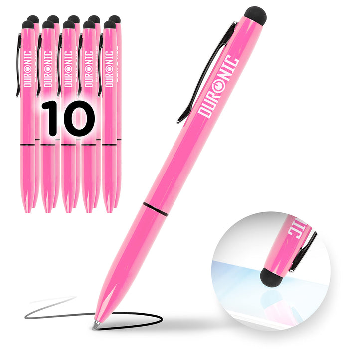 Zoomgoods Stylus Pens IS10P [PINK] [pack of 10] Refillable Ballpoint Pen & Rubber Stylus 2-in-1, Capacitive Stylus Pens for Touch Screen Devices for iPad, Tablet, Surface, Laptops, Kindle
