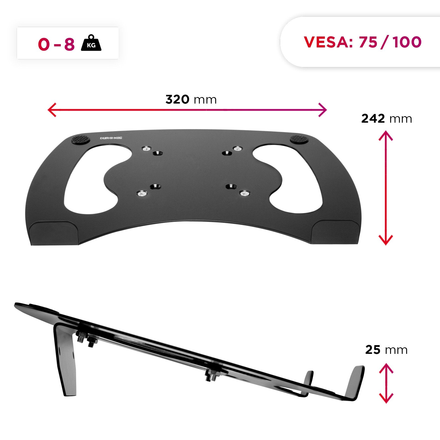 Zoomgoods Monitor Arm Laptop Attachment Stand DML1 | Desk Mount Support Tray for Laptop, Tablet or MacBook | VESA 75/100 | 8kg Capacity | Compatible with DM15 DM25 DM35 DM45 DM55 DM65 DMUSB DMDC DMG