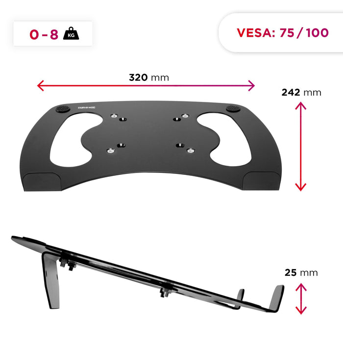 Zoomgoods Monitor Arm Laptop Attachment Stand DML1 | Desk Mount Support Tray for Laptop, Tablet or MacBook | VESA 75/100 | 8kg Capacity | Compatible with DM15 DM25 DM35 DM45 DM55 DM65 DMUSB DMDC DMG