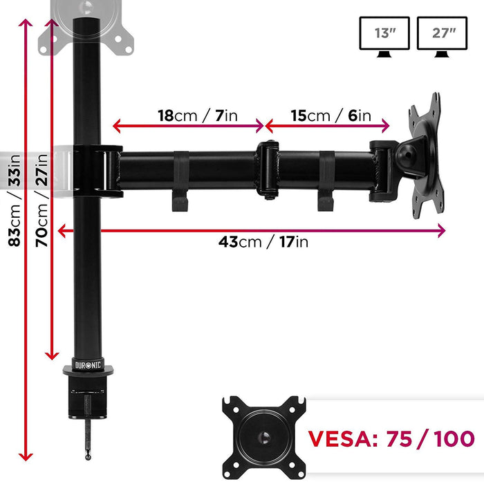 Zoomgoods Computer Monitor Arms DM253 Adjustable Triple Monitor Stand Riser Clamp for 13-27” PC screens Monitor Desk Mounts with VESA 75/100 Triple Monitor Mount with 8kg Capacity Stand for Home Office