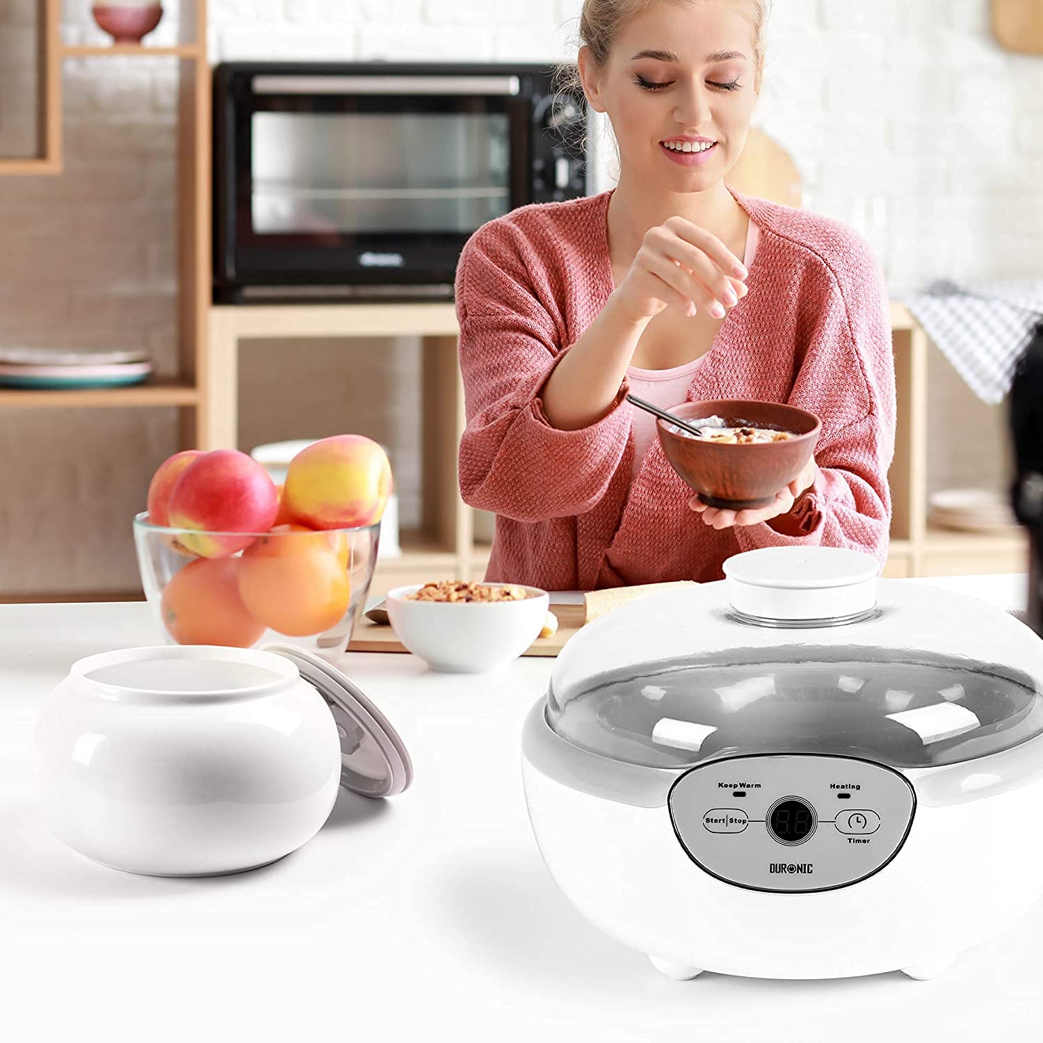 Zoomgoods Spare Large Yoghurt Pot P1YM1 | Set of 1 Ceramic Jar | Compatible with Zoomgoods YM1 and YM2 Yogurt Maker Machines | 1.5L Batch Size Bowl with Lid