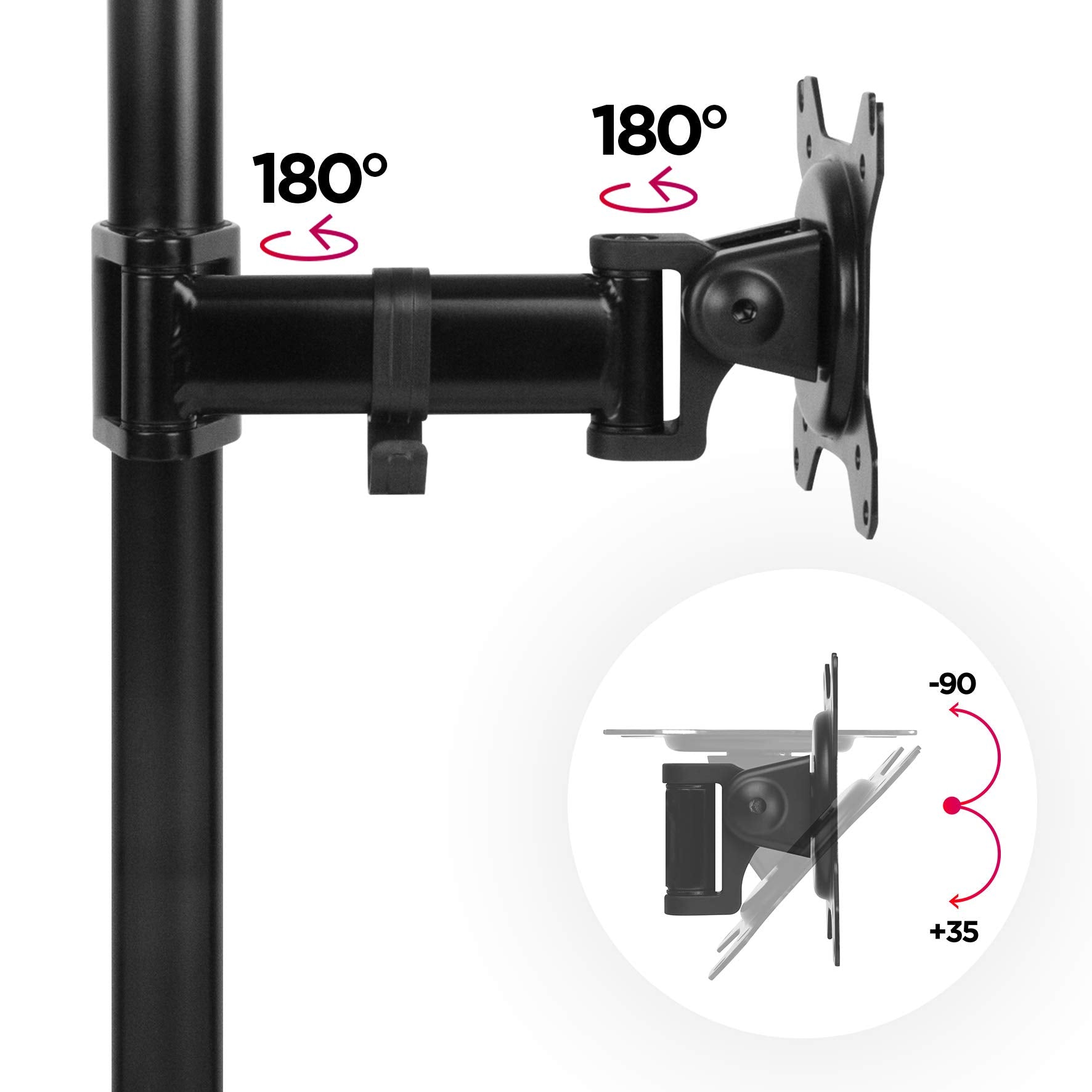 Zoomgoods Single Monitor Arm DM251X2 Height Adjustable Monitor Stand Riser Clamp for 13-27” Screen Monitor Desk Mounts with VESA 75 100 for Home Office