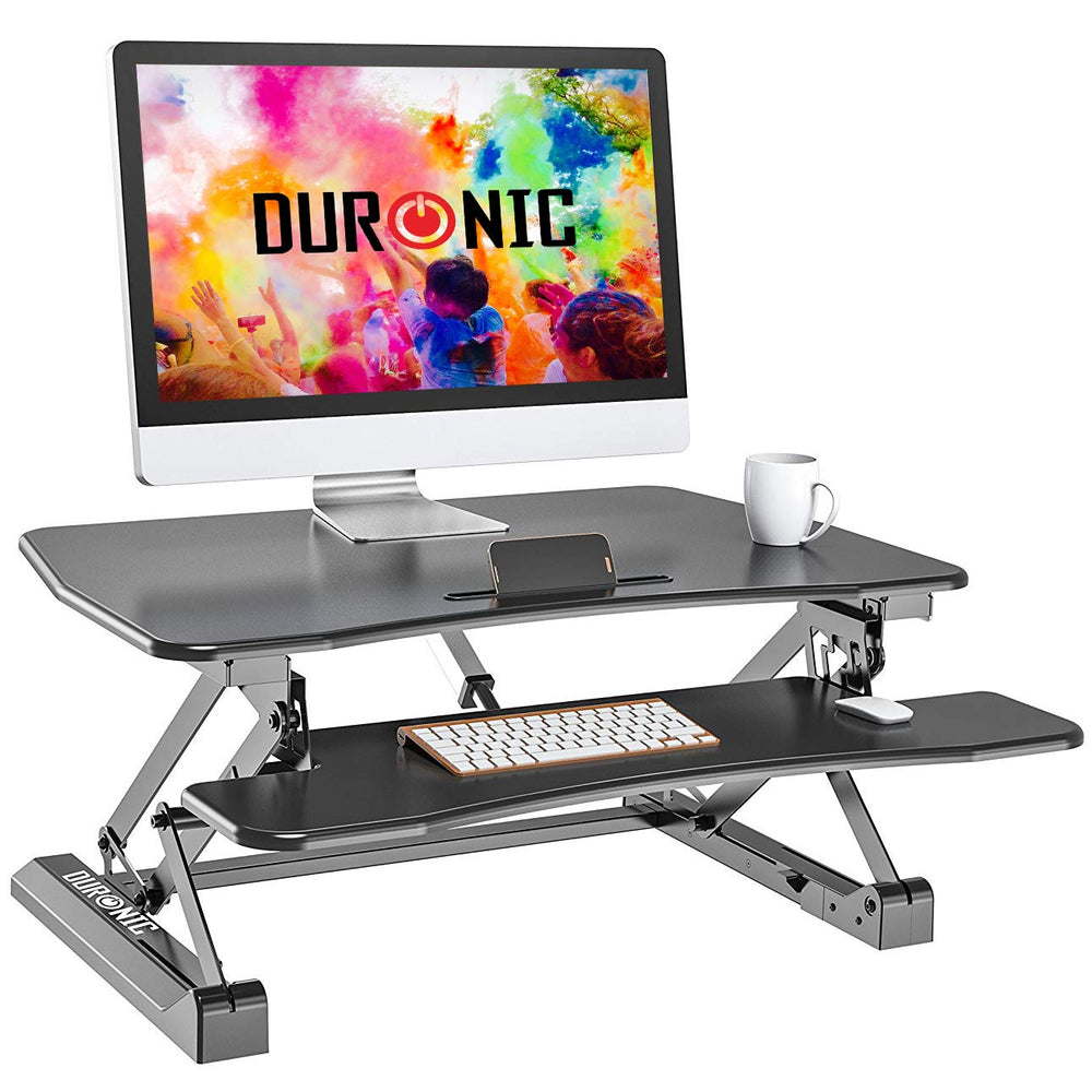 Zoomgoods Sit-Stand Desk DM05D8 | Electric Height Adjustable Office Workstation | 90x59cm Platform | Raises from 16-49cm | Riser for PC Computer Screen, Keyboard, Laptop | Ergonomic Desktop Converter