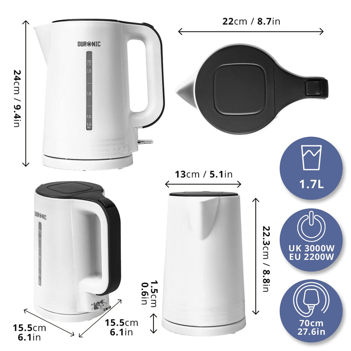 Zoomgoods Electric Kettle EK17 WE Cordless Kettles Hot Water Boiler Electrical Heating with Fast Boil Dry Protection Quiet Electronic Kitchen Kettle for Boiling Water Tea Coffee Hot Chocolate Soup - White