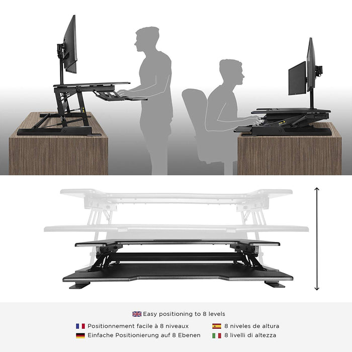 Zoomgoods Sit-Stand Desk DM05D7 | Electric Height Adjustable Office Workstation | 92x55cm Platform | Raises from 18-41cm | Riser for PC Computer Screen, Keyboard, Laptop | Ergonomic Desktop Converter