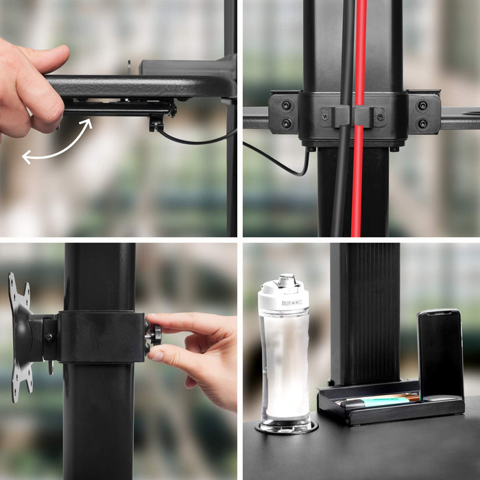 Zoomgoods Sit-Stand Desk DM05D15 | Height Adjustable Office Workstation | 65x35cm Platform | Raises 7-44cm | Riser for PC Computer Screen and Keyboard | Ergonomic Desktop Converter with 2x Screen Mounts