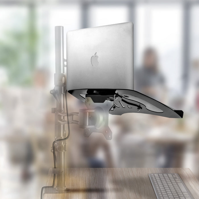 Zoomgoods Monitor Arm Laptop Attachment Stand DML1 | Desk Mount Support Tray for Laptop, Tablet or MacBook | VESA 75/100 | 8kg Capacity | Compatible with DM15 DM25 DM35 DM45 DM55 DM65 DMUSB DMDC DMG