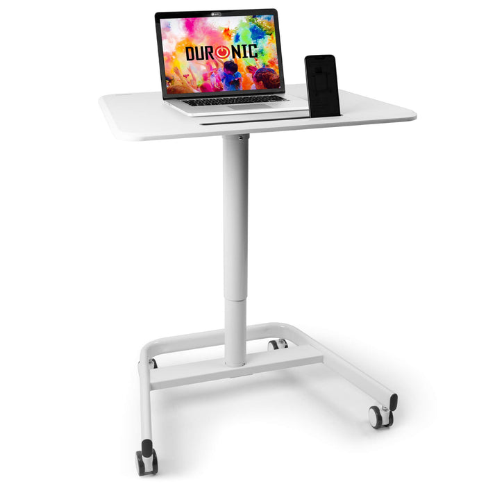 Zoomgoods Sit-Stand Desk WPS77 | White Ergonomic Desk with Tablet Holder | Multi-Use Table for Adults & Children | 71x50cm Platform | Portable with Lockable Wheels | Adjustable Height | 15kg Capacity…