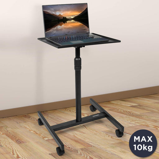 Zoomgoods Sit-Stand Desk WPS27 | Portable Ergonomic Desk for Laptop | 50x40cm Platform | Multi-Use Video Projector Table on Wheels | Adjustable Height and Tilt | 10kg Capacity | Home Office Workspace