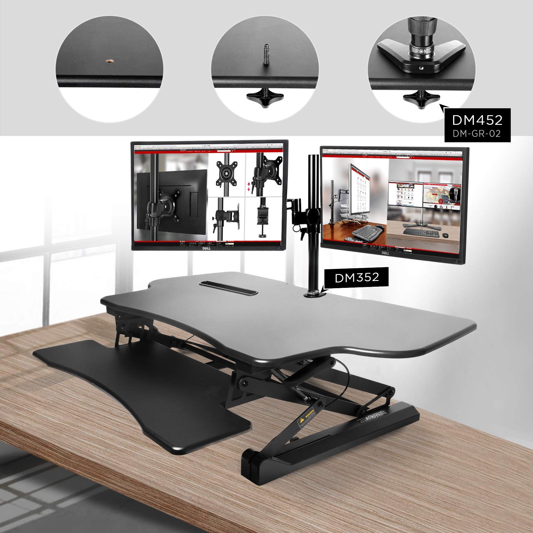 Zoomgoods Sit-Stand Desk DM05D4 | Height Adjustable Office Workstation | 120x59cm Platform | Raises from 15-50cm | Riser for PC Computer Screen, Keyboard, Laptop | Ergonomic Desktop Table Converter