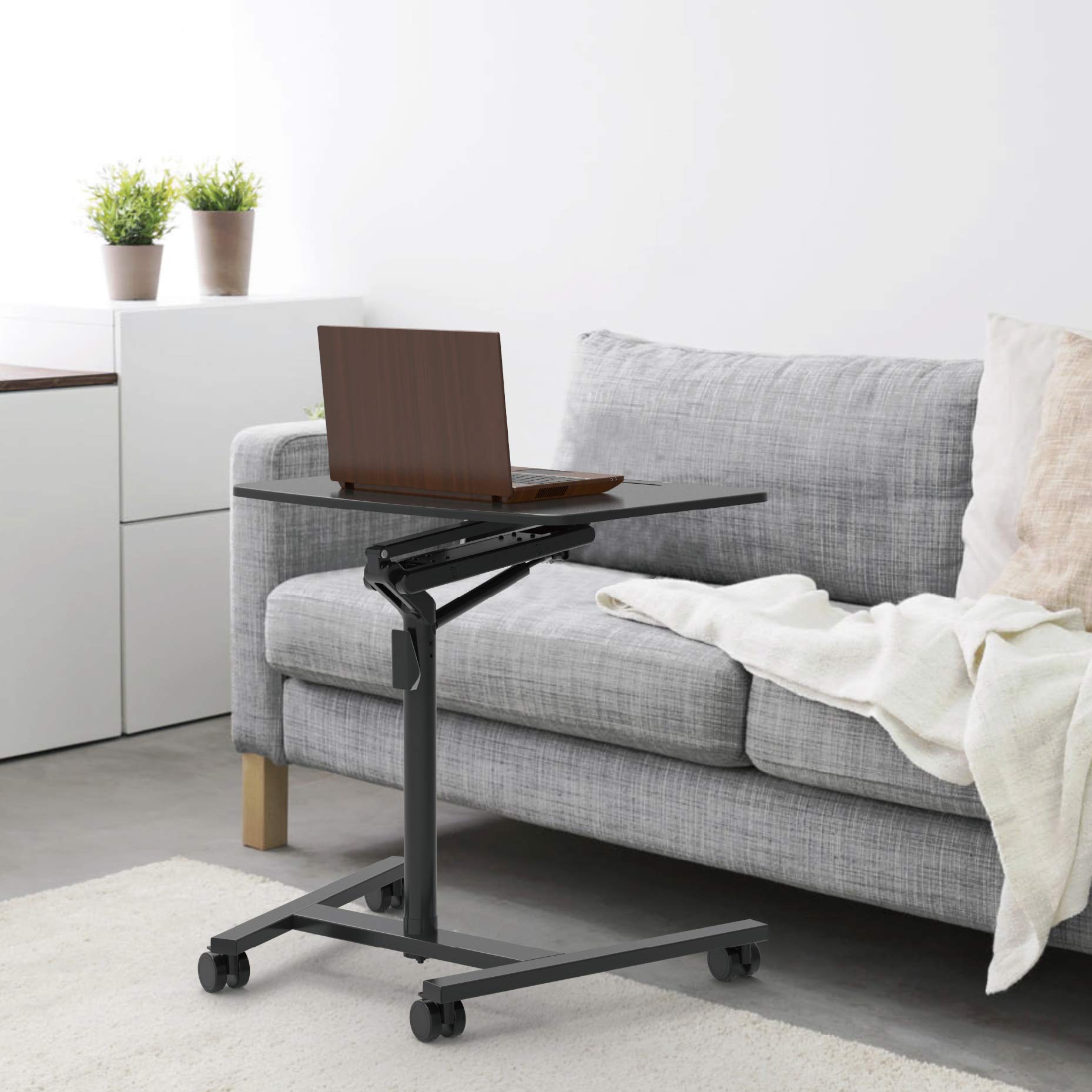 Zoomgoods Projector Stand / Sit-Stand Desk WPS37 | Multi-Use Video Projector Floor Table on Wheels| Movable Ergonomic Desk with Tablet Support | Portable | Adjustable Height and Reach | 10kg Capacity