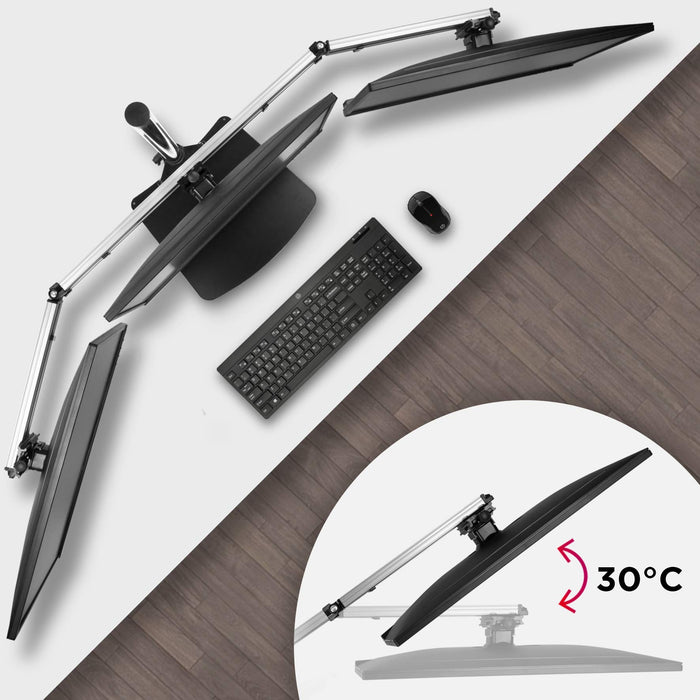 Zoomgoods Computer Monitor Arms Stand DM756 Sextuple Freestanding PC Multi Arms Desk Mount Stands for VESA 75/100 Six 15-24 Inch LED LCD Screens 8kg Capacity Mounts, Tilt -15°/+15°, Rotate 360° - Black