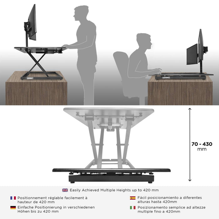 Zoomgoods Sit-Stand Desk DM05D10 | Height Adjustable Office Workstation | 80x51cm Platform | Raises from 5.5-42cm | Riser for PC Computer Screen, Keyboard, Laptop | Ergonomic Desktop Table Converter…