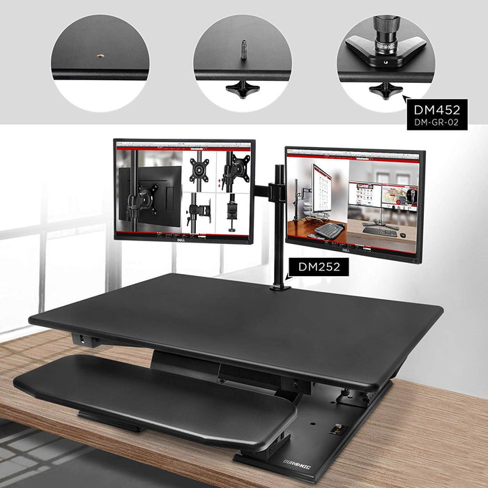 Zoomgoods Sit-Stand Desk DM05D6 | Height Adjustable Office Workstation | 80x62cm Platform | Raises from 13-45cm | Riser for PC Computer Screen, Keyboard, Laptop | Ergonomic Desktop Table Converter