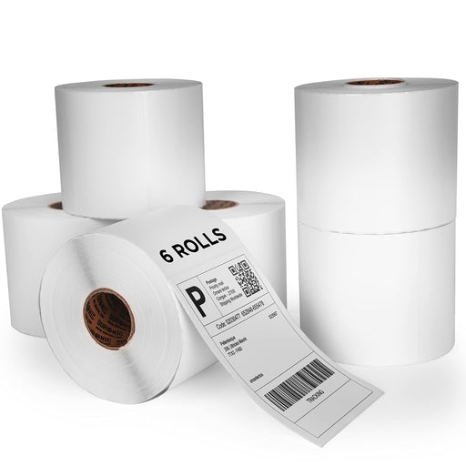Zoomgoods Thermal Labels LL4X6 [3000 Labels-6 Rolls] | 100x150mm (6x4”) Self-Adhesive Shipping Labels | Ideal Postage Labels for Etsy, Shopify, eBay, Amazon, Royal Mail, FedEx, UPS, Hermes | 6 ROLL PACK