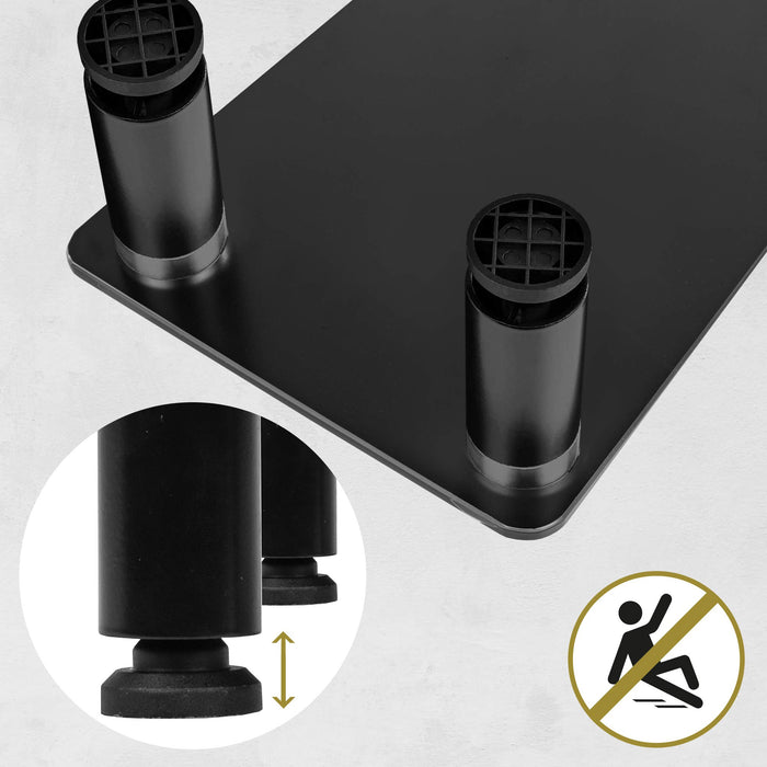 Zoomgoods Monitor Stand Riser DM052-2 | Laptop and Screen Stand for Desktop | Black Tempered Glass | Support for a TV or PC Computer Monitor | Ergonomic Office Desk Shelf | 20kg Capacity | 56cm x 24cm