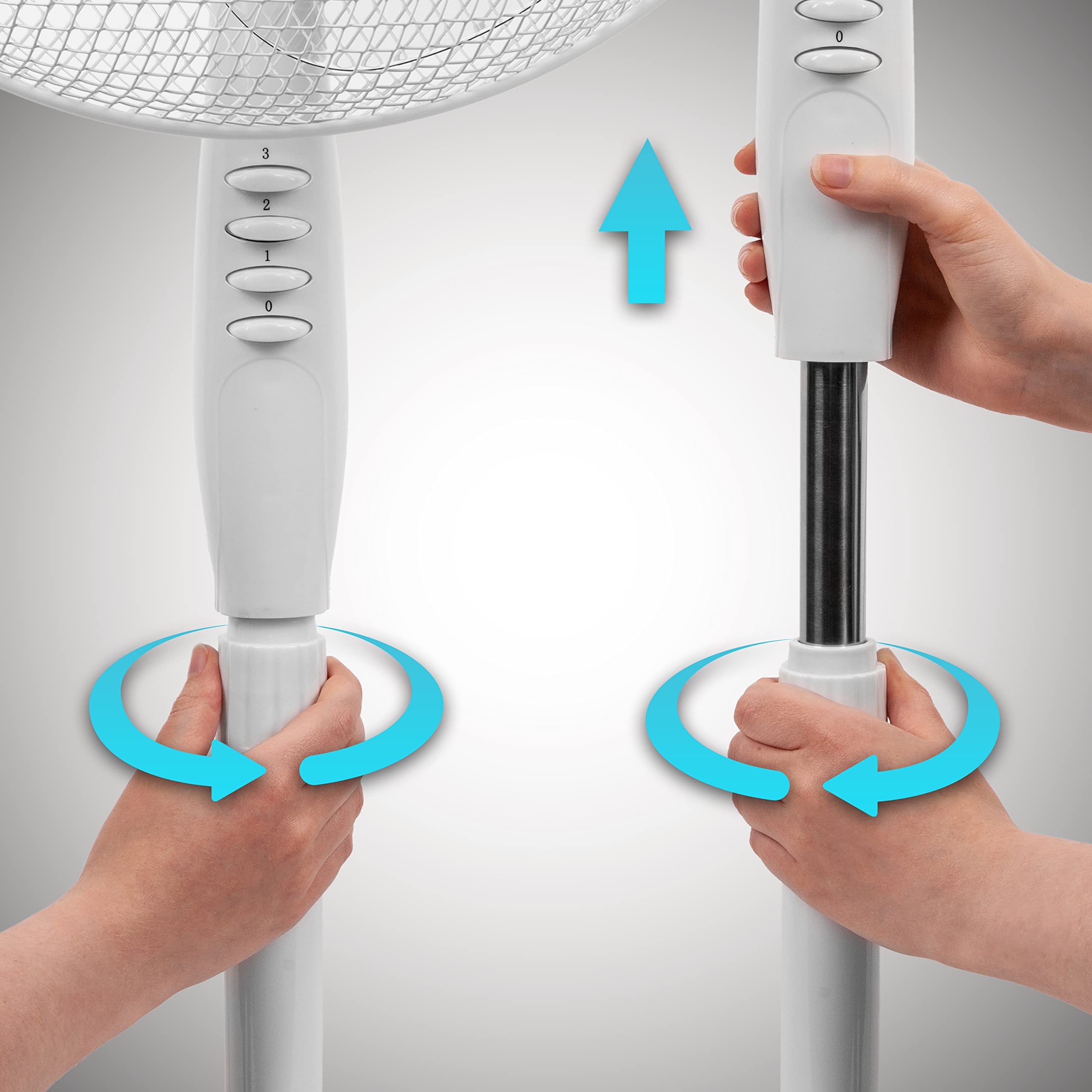 Zoomgoods Pedestal Fan FN30, Stand Up Fan, Floor Standing Cooling 16 Inch Fan, 5 Blade Oscillating Air Cooler for Summer, 3 Speeds, Adjustable Tilt