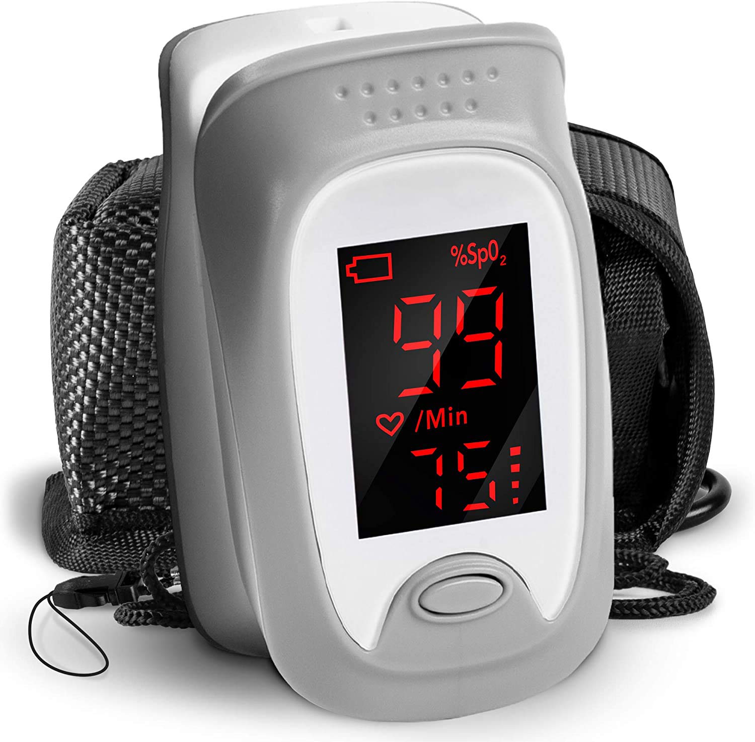 Zoomgoods Fingertip Pulse Oximeter OX01R Blood Oxygen Level Monitor for Measuring Blood Oxygen & Pulse Rate, Finger Pulse Monitor with Lanyard & Carry Pouch
