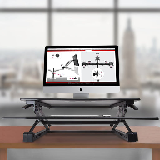 Zoomgoods Sit-Stand Desk DM05D2 | Height Adjustable Office Workstation | 90x59cm Platform | Raises from 14-50cm | Riser for PC Computer Screen, Keyboard, Laptop | Ergonomic Desktop Table Converter