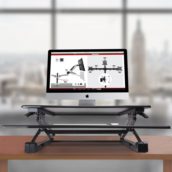 Zoomgoods Sit-Stand Desk DM05D2 | Height Adjustable Office Workstation | 90x59cm Platform | Raises from 14-50cm | Riser for PC Computer Screen, Keyboard, Laptop | Ergonomic Desktop Table Converter
