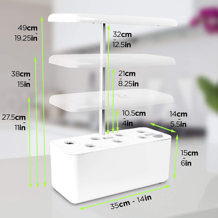 Zoomgoods Hydroponic Growing System GHS37 | Indoor Garden Box with Grow Lamp for 7 Plants or Herbs |70x LED Spectrum Bulbs: White, Red & Blue| 3 Light/Growth Modes | Smart Germination Kit | 25W