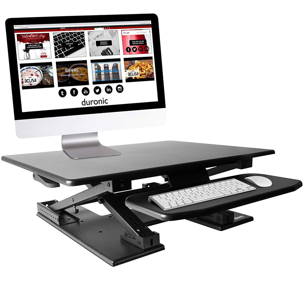 Zoomgoods Sit-Stand Desk DM05D6 | Height Adjustable Office Workstation | 80x62cm Platform | Raises from 13-45cm | Riser for PC Computer Screen, Keyboard, Laptop | Ergonomic Desktop Table Converter