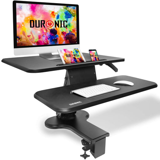 Zoomgoods Sit-Stand Desk DM05D13 | Height Adjustable Office Workstation | 64x44cm Platform | Raises 12-40cm | Riser for PC Computer Screen, Keyboard, Laptop |Ergonomic Desktop Table Converter with Clamp