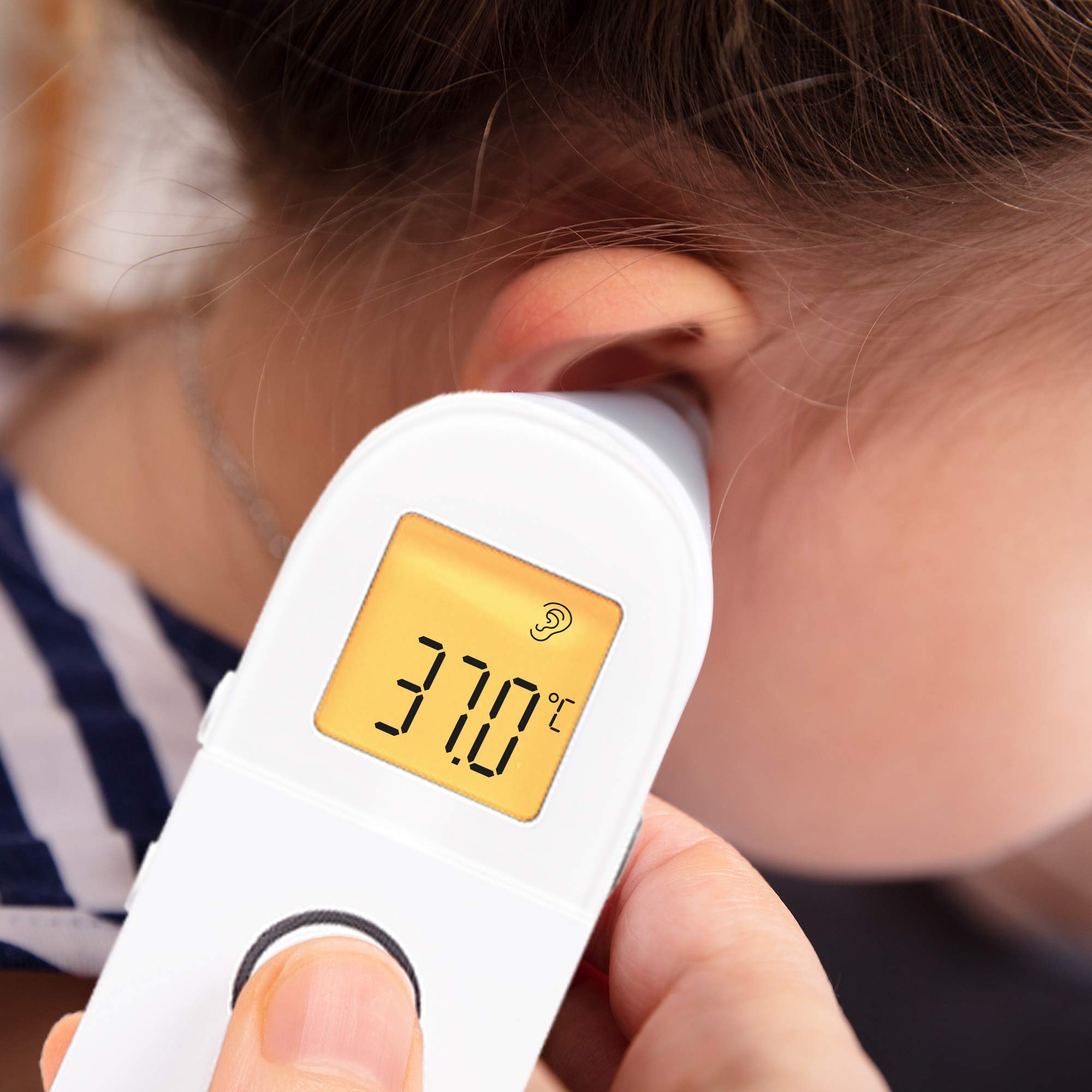 Zoomgoods Ear and Forehead 3 in 1 Thermometer | Non-Contact Digital Infrared Medical Thermometer for Baby/Child/Adult & Objects | Easy Operation | Instant Accurate Results | Grey Pouch Included