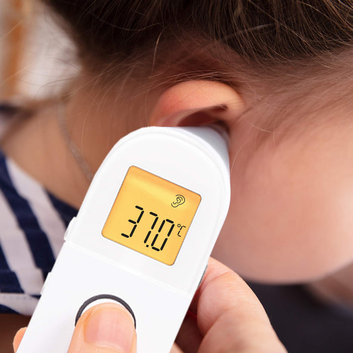 Zoomgoods Ear and Forehead 3 in 1 Thermometer | Non-Contact Digital Infrared Medical Thermometer for Baby/Child/Adult & Objects | Easy Operation | Instant Accurate Results | Grey Pouch Included