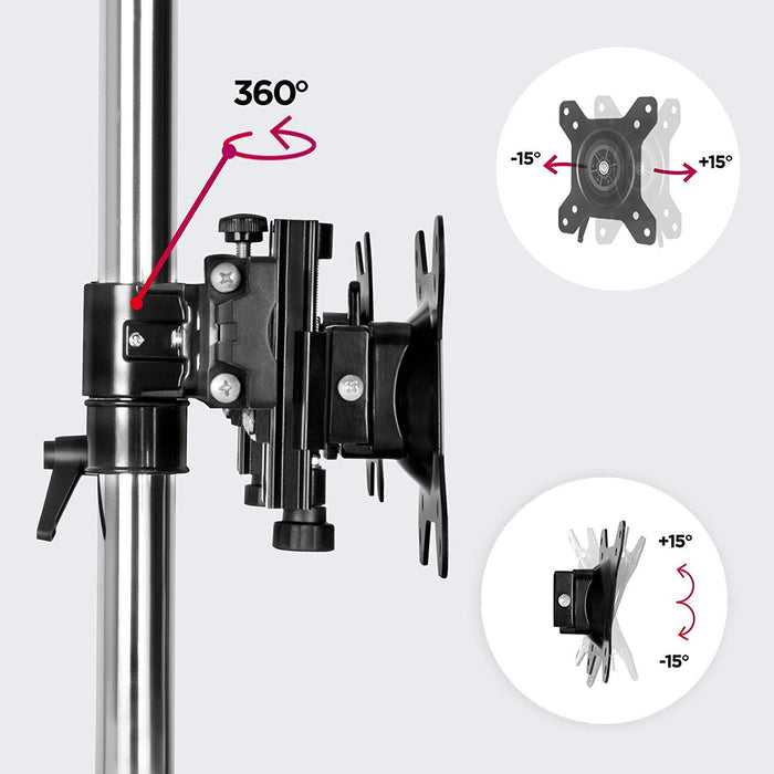 Zoomgoods Computer Monitor Arms Stand DM753 Triple Freestanding PC Multi Arms Desk Mount Stands Riser for 3 8kg 15-24 Inch Display Screens VESA 75/100 - Black