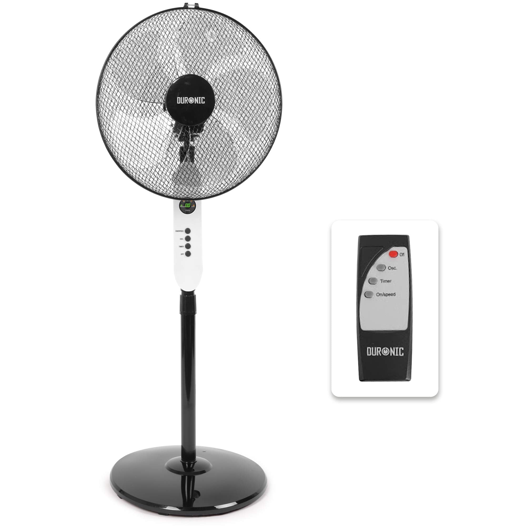 Zoomgoods Pedestal Fan FN65, Stand Up Remote Control Fan, Floor Standing Cooling 16 Inch Fan, 5 Blade Oscillating Air Cooler for Summer, 3 Speed, Timer