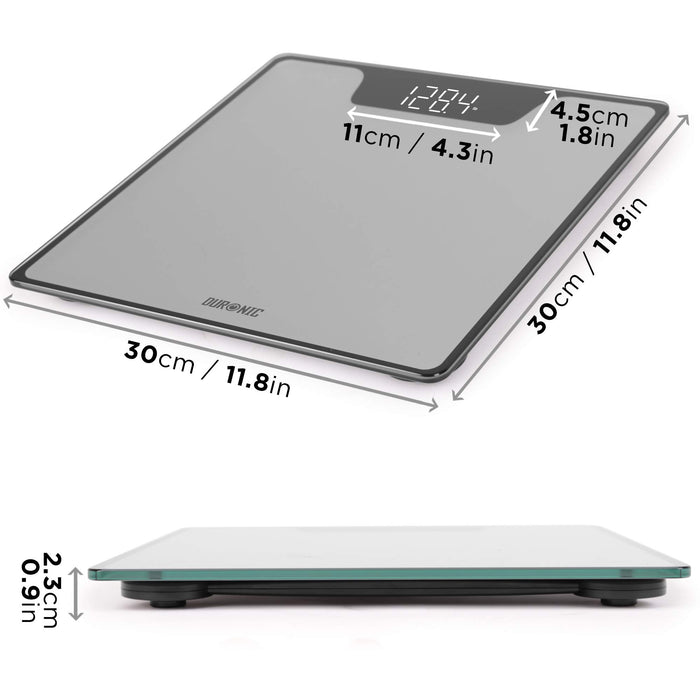 Zoomgoods Digital Bathroom Body Scales BS303 | Measures Body Weight in Kilograms and Pounds | Silver/Black Design | Step-On Activation | Precision Sensors | 180kg Capacity