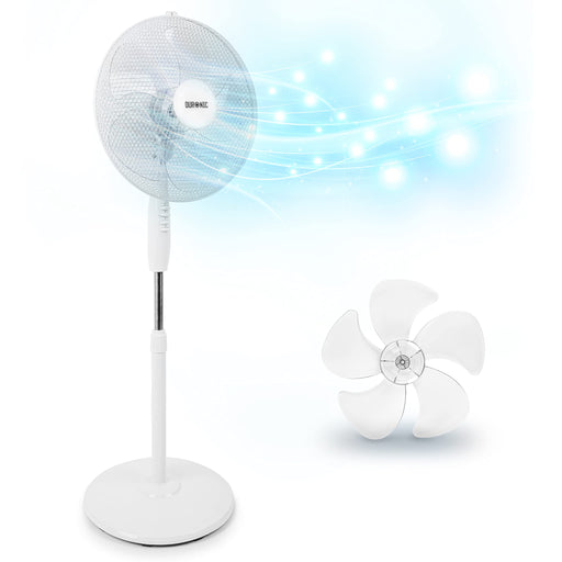 Zoomgoods Pedestal Fan FN30, Stand Up Fan, Floor Standing Cooling 16 Inch Fan, 5 Blade Oscillating Air Cooler for Summer, 3 Speeds, Adjustable Tilt