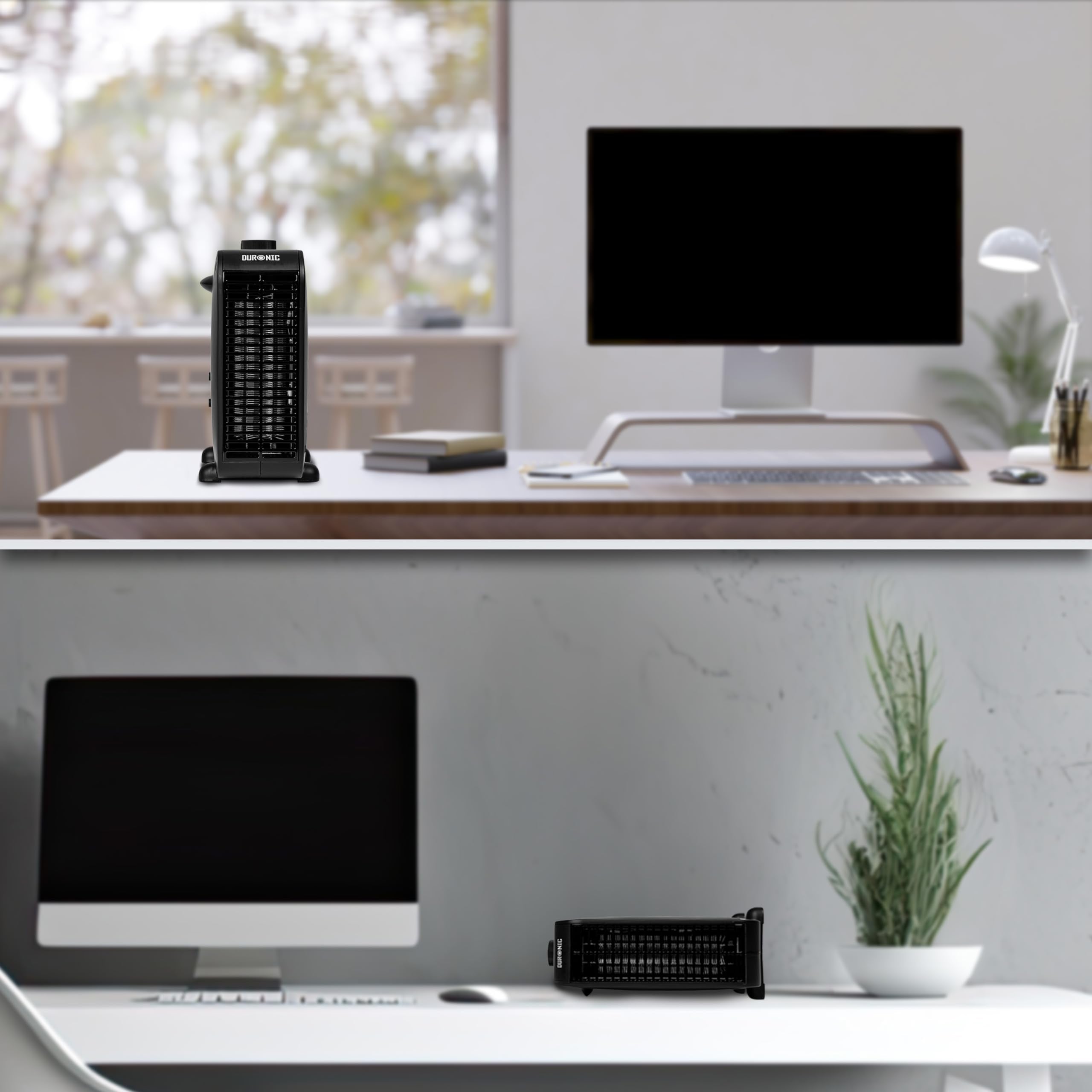 Zoomgoods Electric Fan Heaters HV21 BK Adjustable Space Heater and Cooling Fan, Portable Heater for Heating up Homes, Bedrooms, Offices & Garage Spaces Lightweight Flatbed & Upright Heater