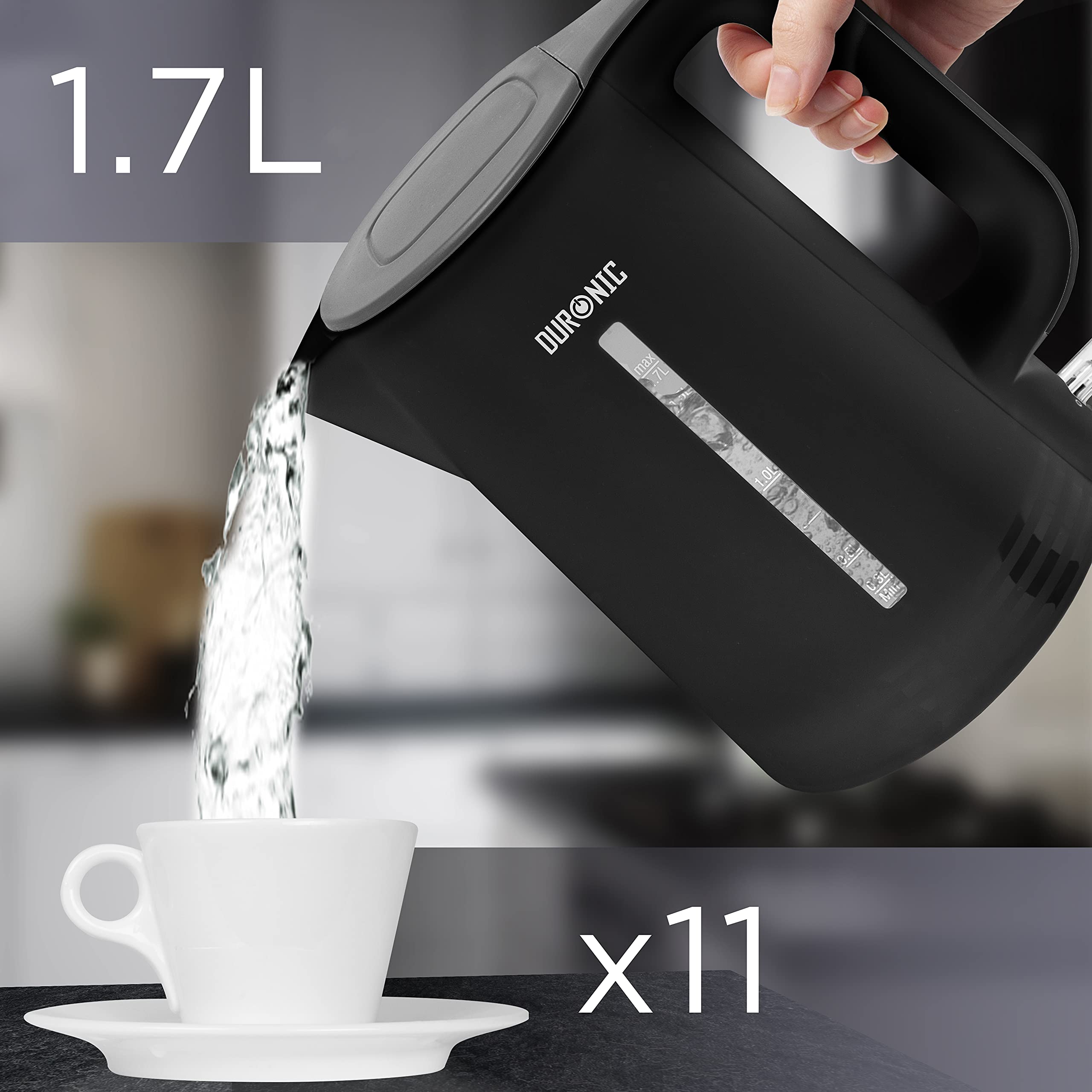 Zoomgoods Electric Kettle EK17BK Cordless Kettles Hot Water Boiler Electrical Heating with Fast Boil Dry Protection Quiet Electronic Kitchen Kettle for Boiling Water Tea Coffee Hot Chocolate Soup - Black